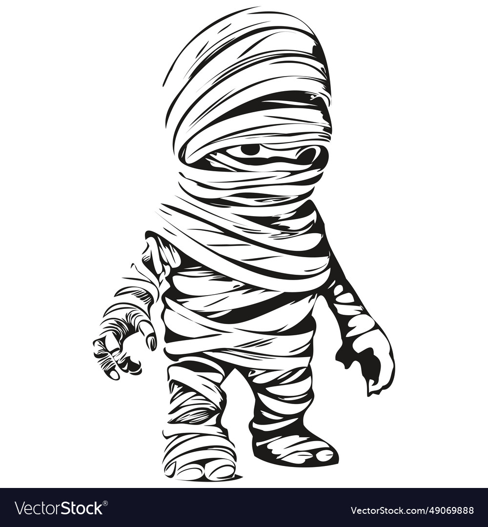 Halloween mummy drawing Royalty Free Vector Image