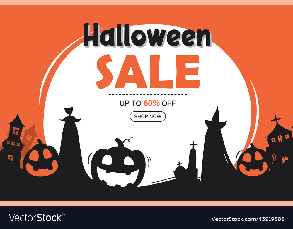 Halloween sale banner background Royalty Free Vector Image