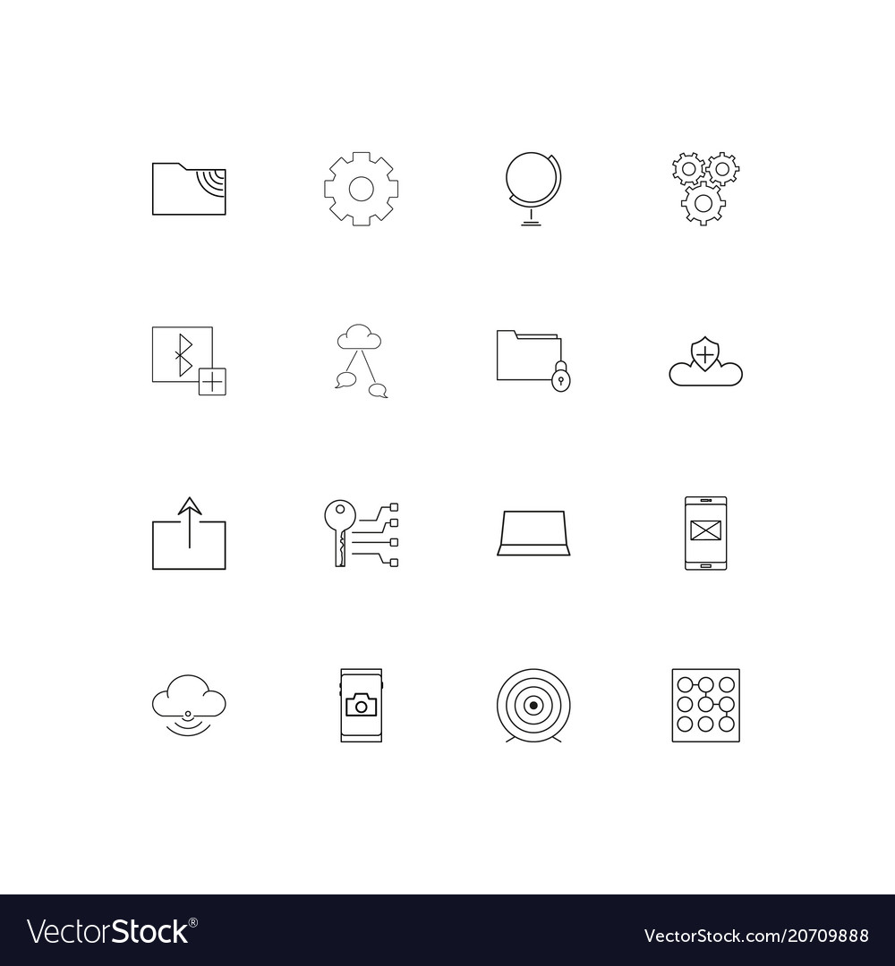 Internet technologies simple linear icons set