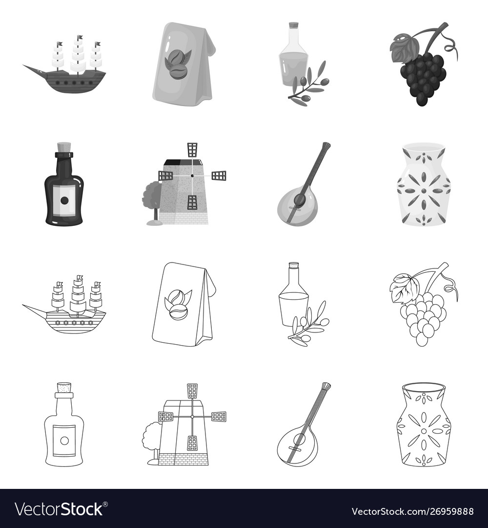 Isolated object and historic symbol set vector image Isolated object and historic symbol set