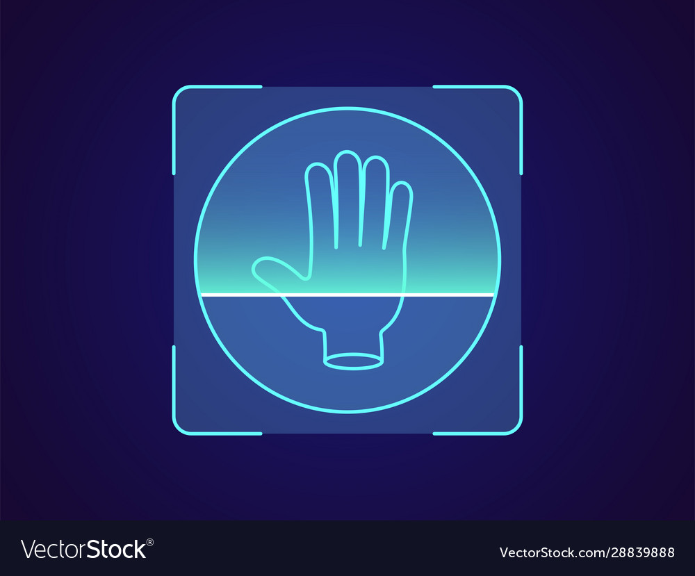 Palm print recognition biometric scanning system vector image Palm print recognition biometric scanning system