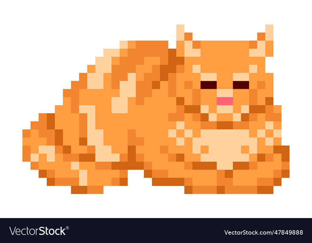Pixel Kunst schlafen Katze Haustier Spiel Anlage in vector image Pixel Kunst schlafen Katze Haustier Spiel Anlage in