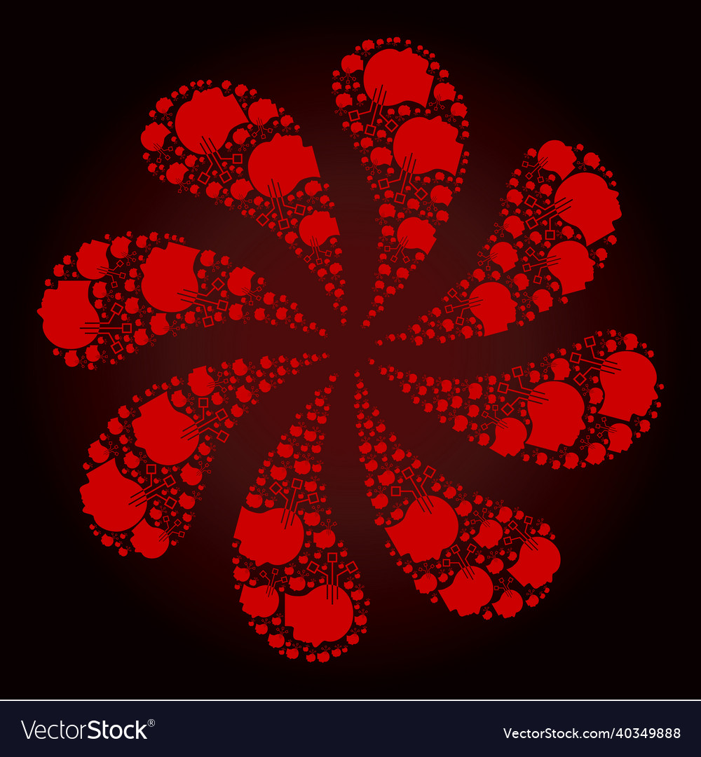 Red brain link icon curl twist vector image Red brain link icon curl twist