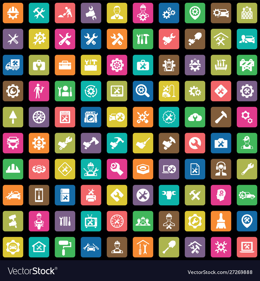 Repair 100 icons universal set for web and ui