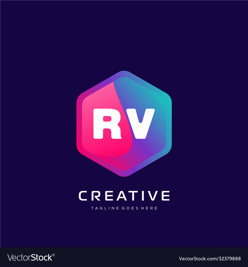 Rv initial logo with colorful template Vector Image Rv initial logo with colorful template