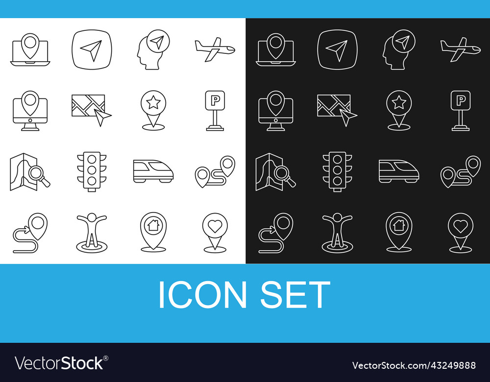 Set line location with heart route vector image Set line location with heart route