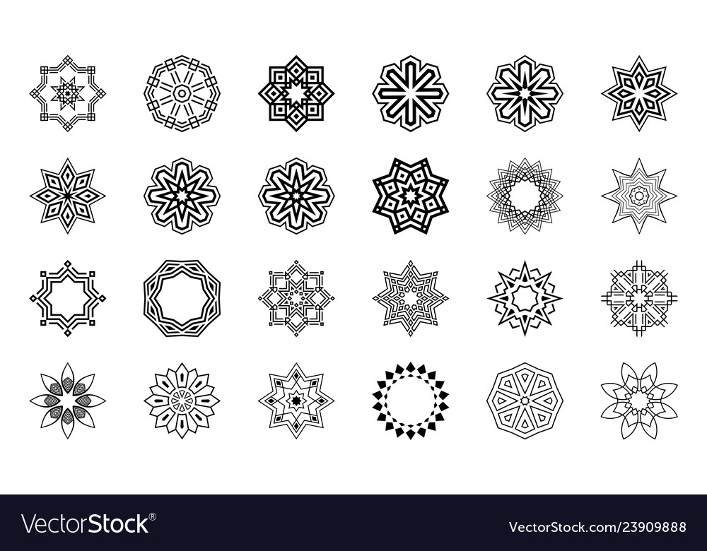 Satz von abstrakten geometrischen symmetrischen Mittelformen Vector Image Satz von abstrakten geometrischen symmetrischen Mittelformen