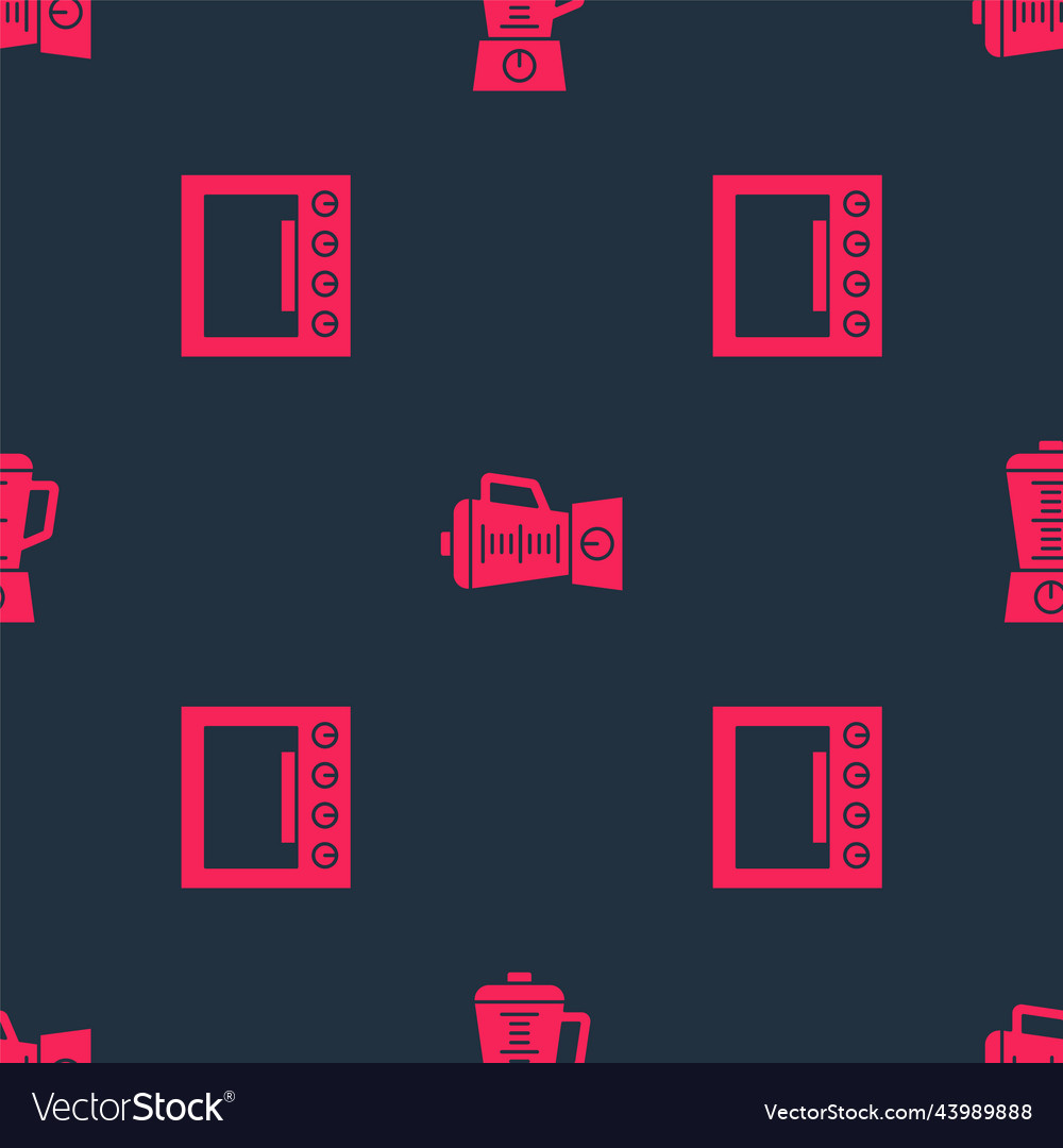 Set oven and blender on seamless pattern