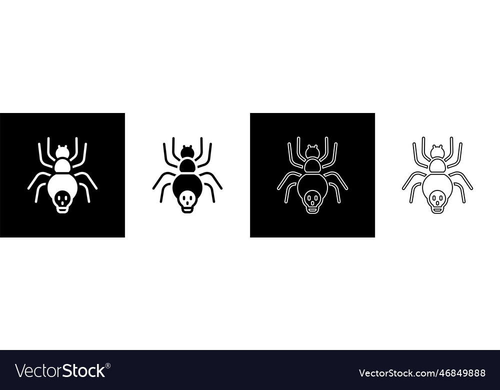 Set poisonous spider icon isolated on black Vector Image