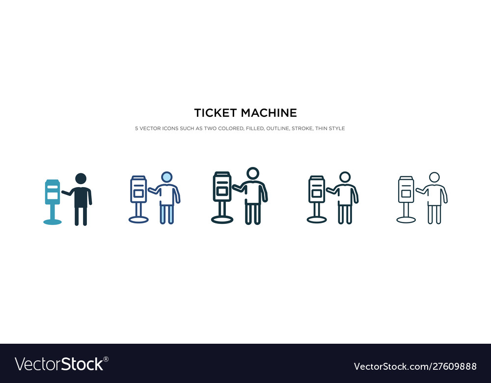 Ticket machine icon in different style two vector image Ticket machine icon in different style two