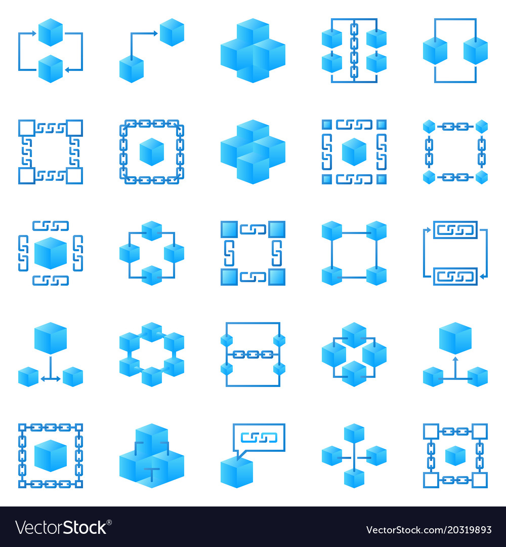 Blockchain Icon Set - Modern Block Chain