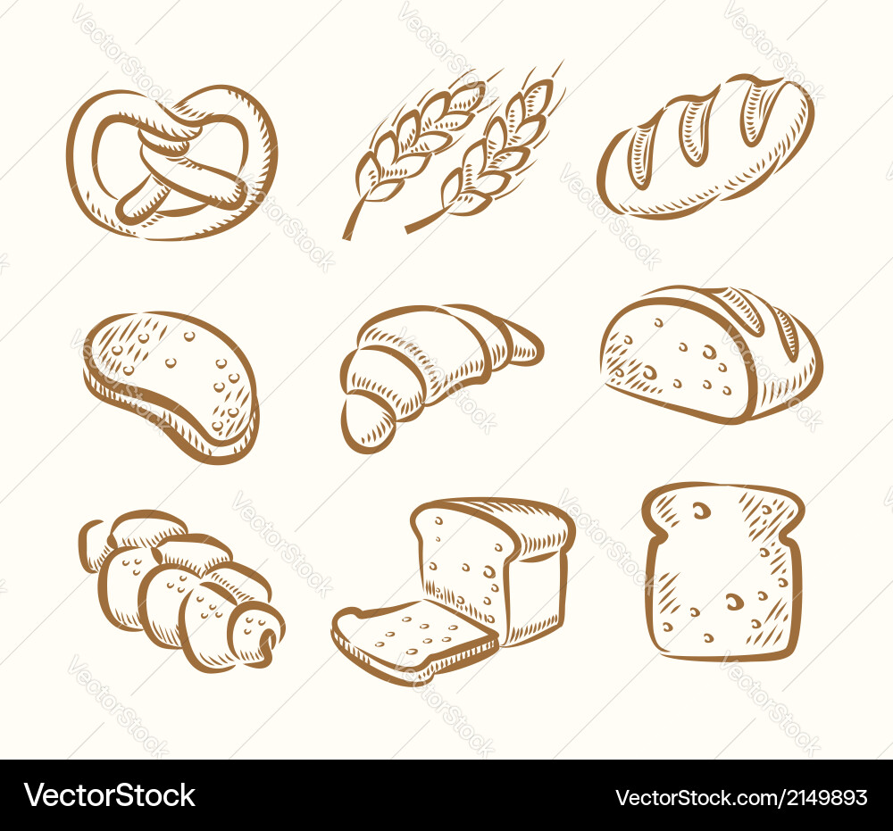Bread icons Royalty Free Vector Image - VectorStock
