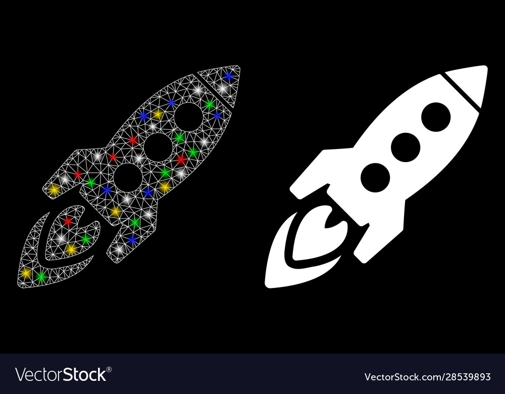Flare mesh network space rocket icon with Vector Image Flare mesh network space rocket icon with