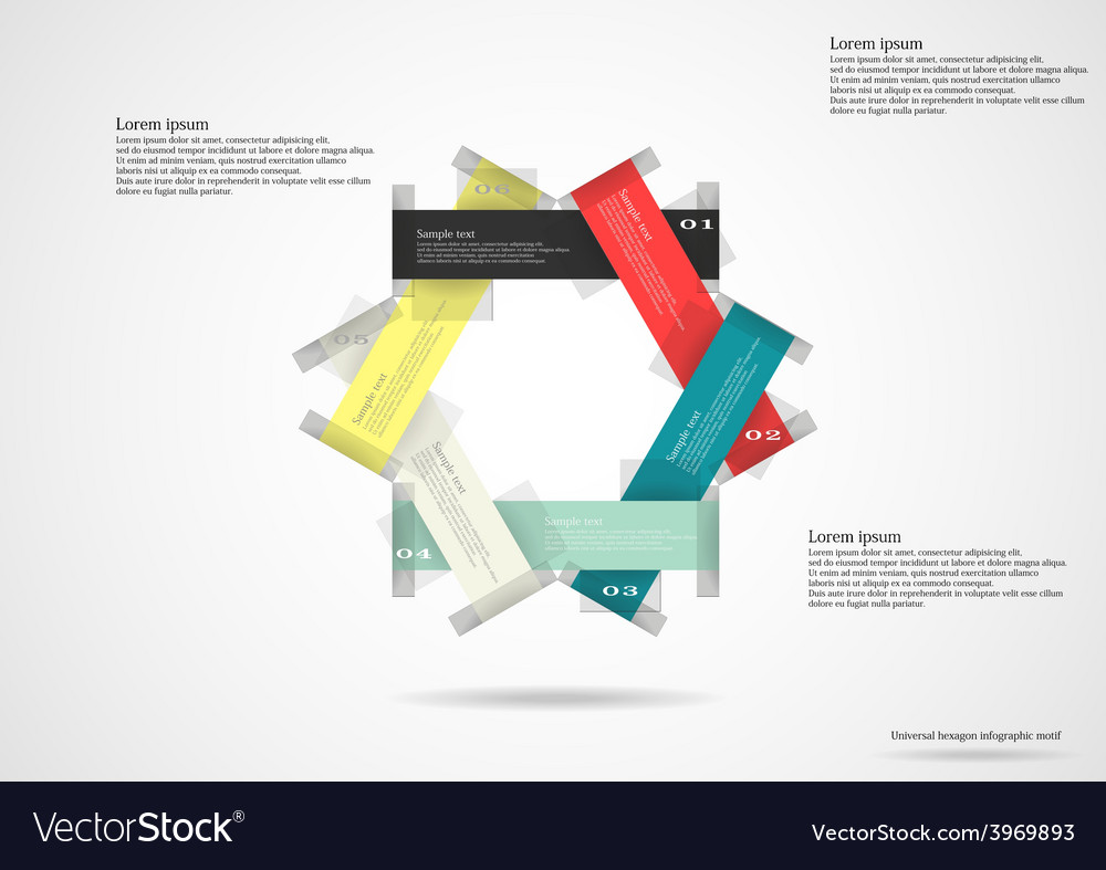 Infographic consists of six separate ribbons Vector Image