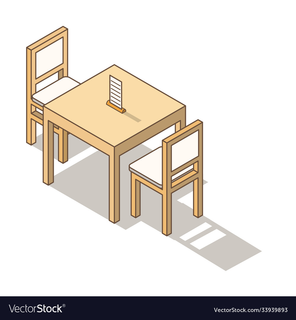 Isometric furniture chairs and table design