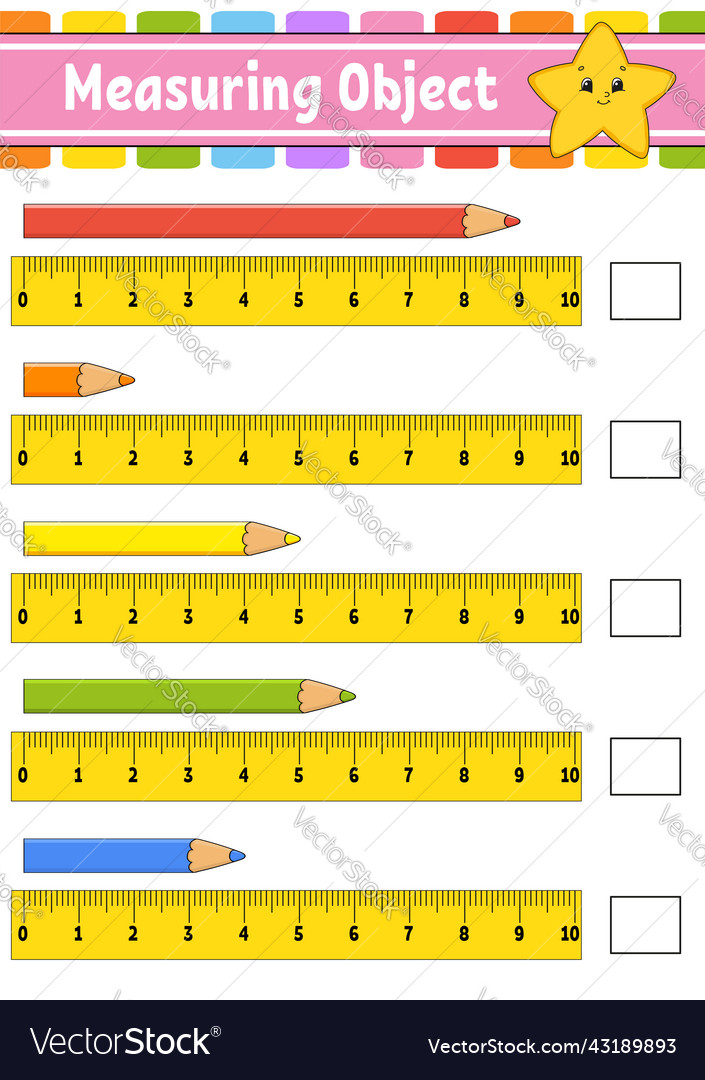 Measuring object with ruler education developing vector image Measuring object with ruler education developing
