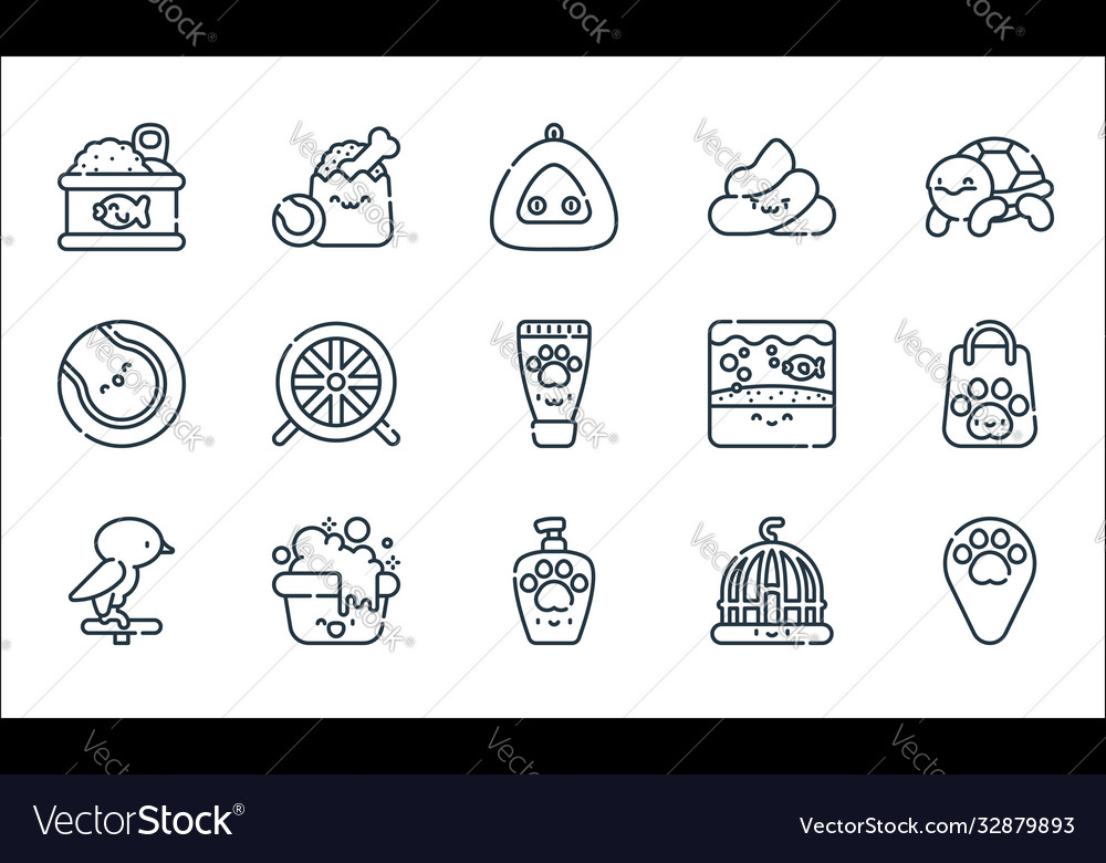Pets line icons linear set quality