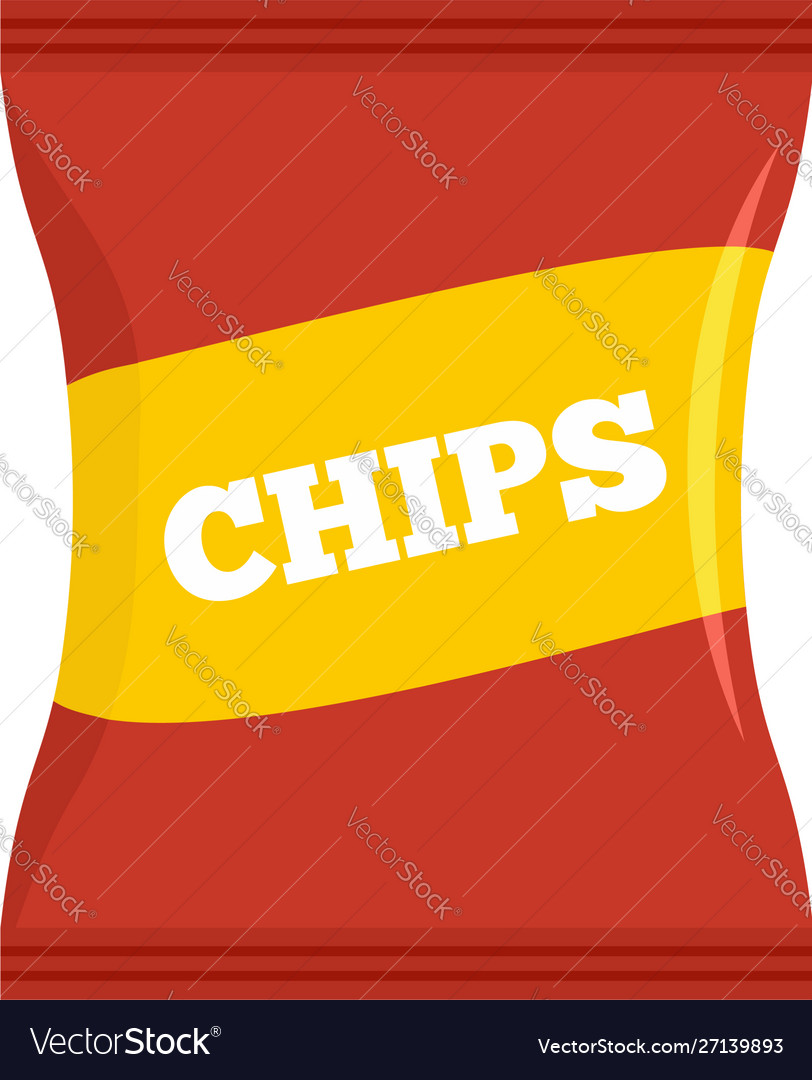 Red chips pack icon flat style Royalty Free Vector Image