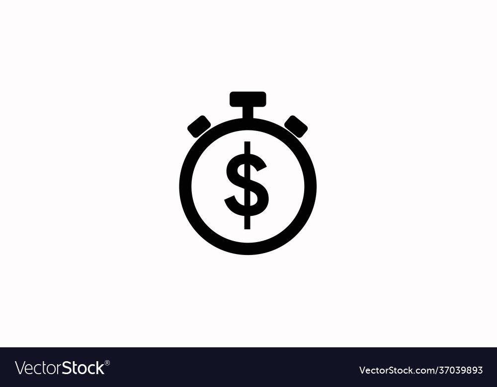 Rounded time icon chronometer with a dollar Vector Image Rounded time icon chronometer with a dollar