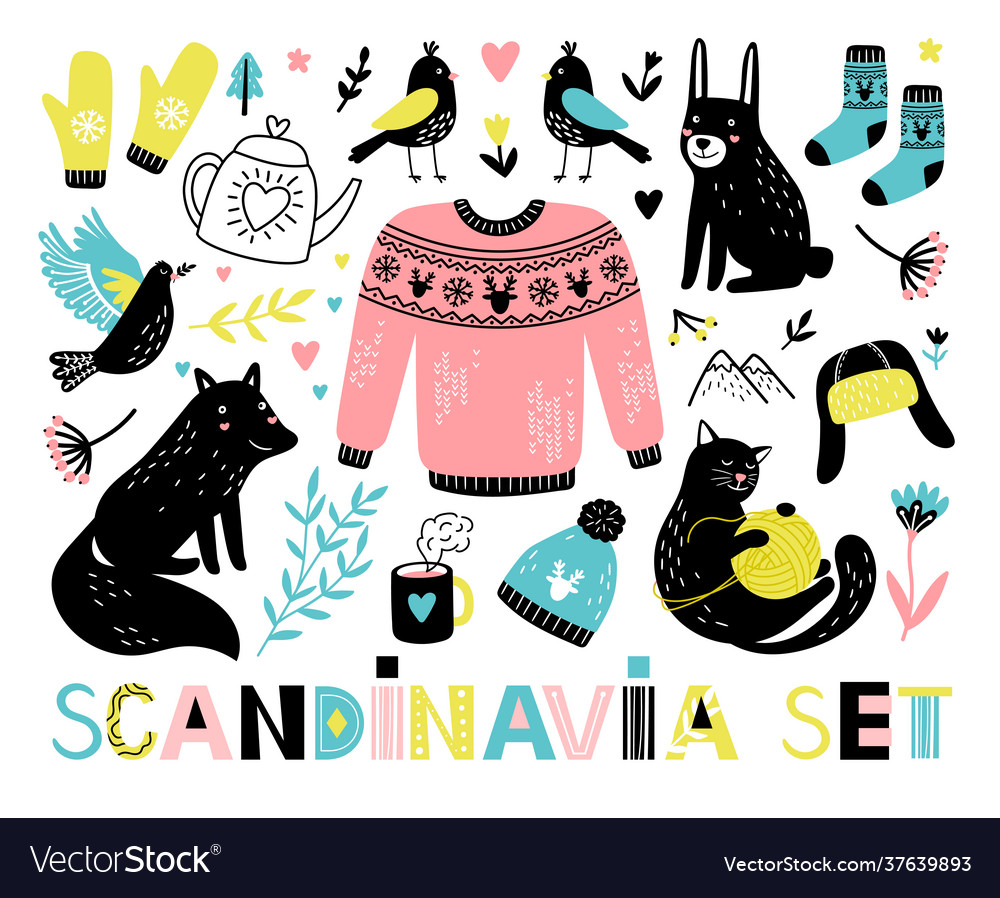 Scandinavian Object Set Royalty Free Vector Image