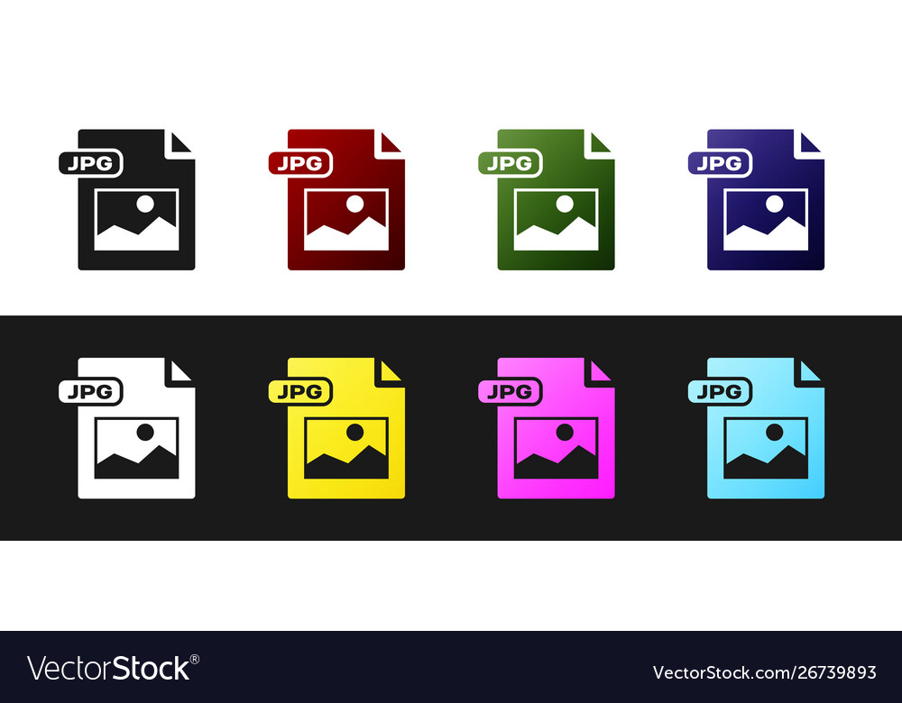 Set jpg file document download image button icon vector image Set jpg file document download image button icon