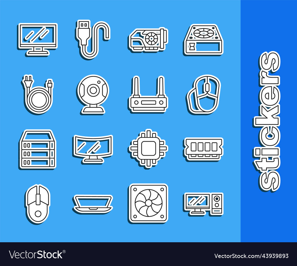 Set line computer monitor ram random access vector image Set line computer monitor ram random access