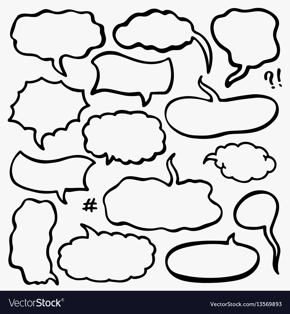 Set of sketched speech bubbles vector image Set of sketched speech bubbles