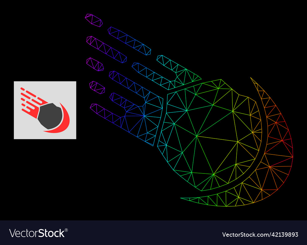 Spectrum gradiented polygonal net meteor icon vector image Spectrum gradiented polygonal net meteor icon
