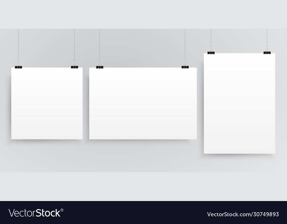 Three rectangle square format paper sheets