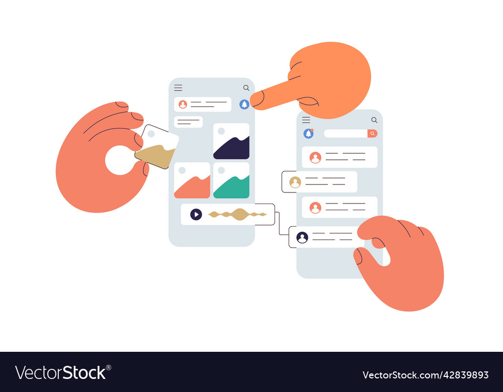 Ui ux design of mobile app concept abstract phone vector image Ui ux design of mobile app concept abstract phone