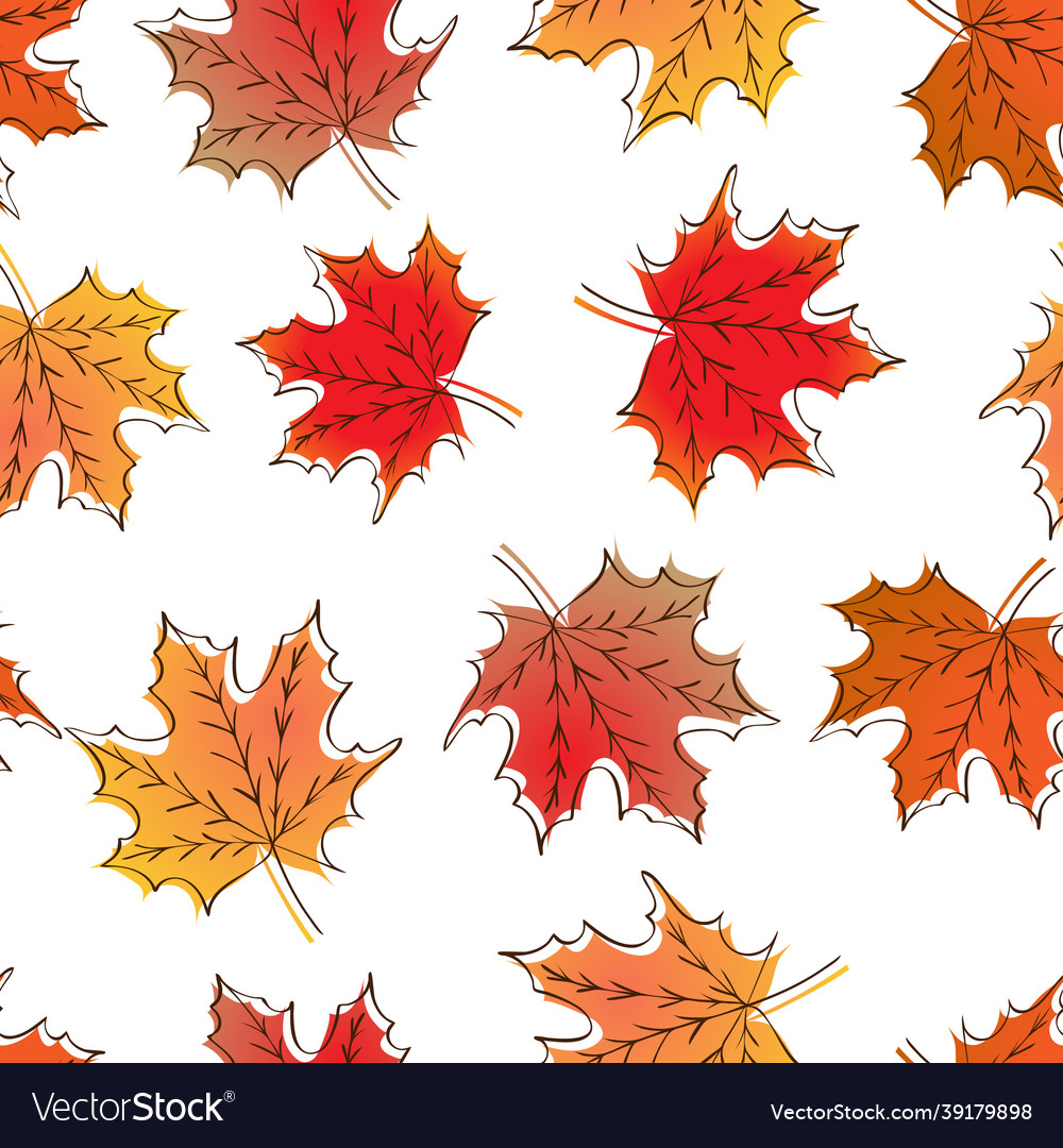 Autumn seamless abstract pattern with red yellow vector image Autumn seamless abstract pattern with red yellow
