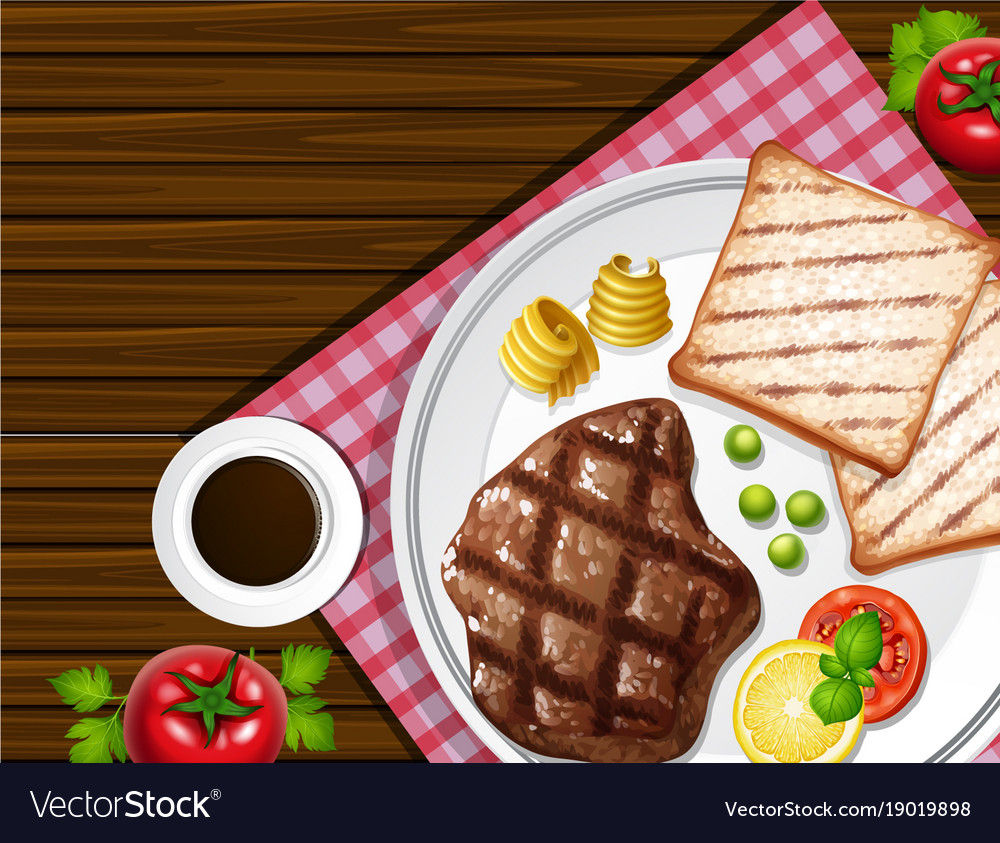 Background with steak and toasted