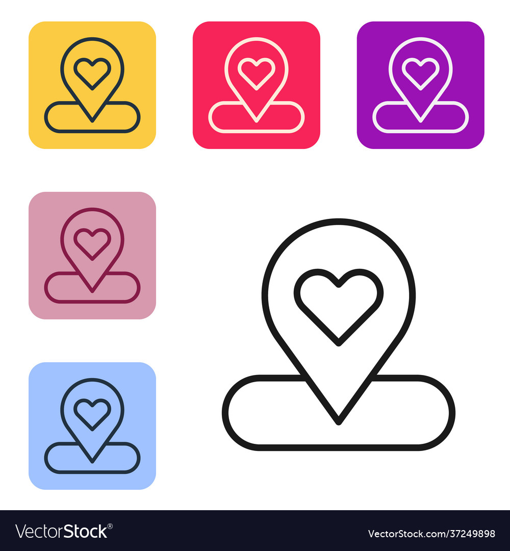 Black line map pointer with heart icon isolated vector image Black line map pointer with heart icon isolated