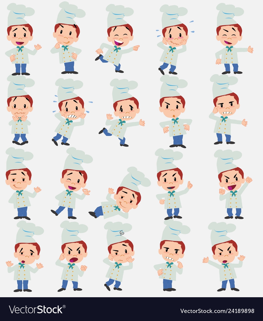 Cartoon character chef set with different vector image Cartoon character chef set with different