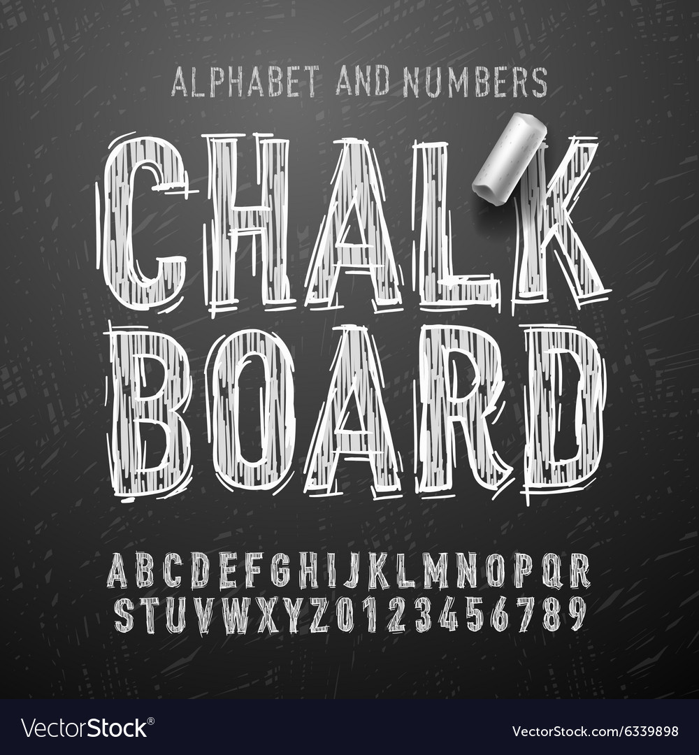 Chalk alphabet letters and numbers