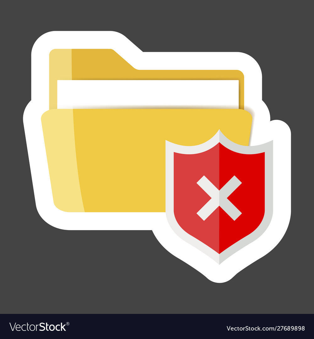 Folder icon and red shield notification vector image Folder icon and red shield notification