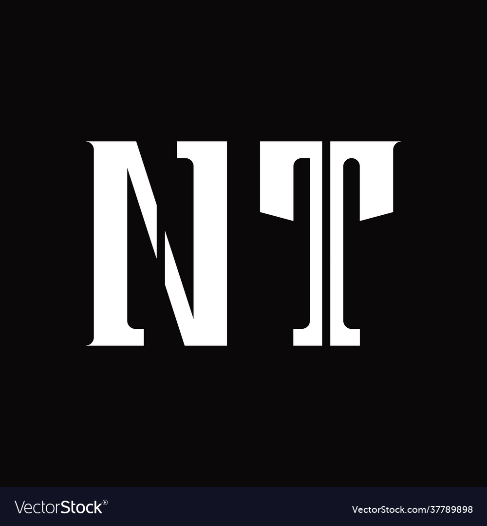 Nt logo monogram with middle slice design template