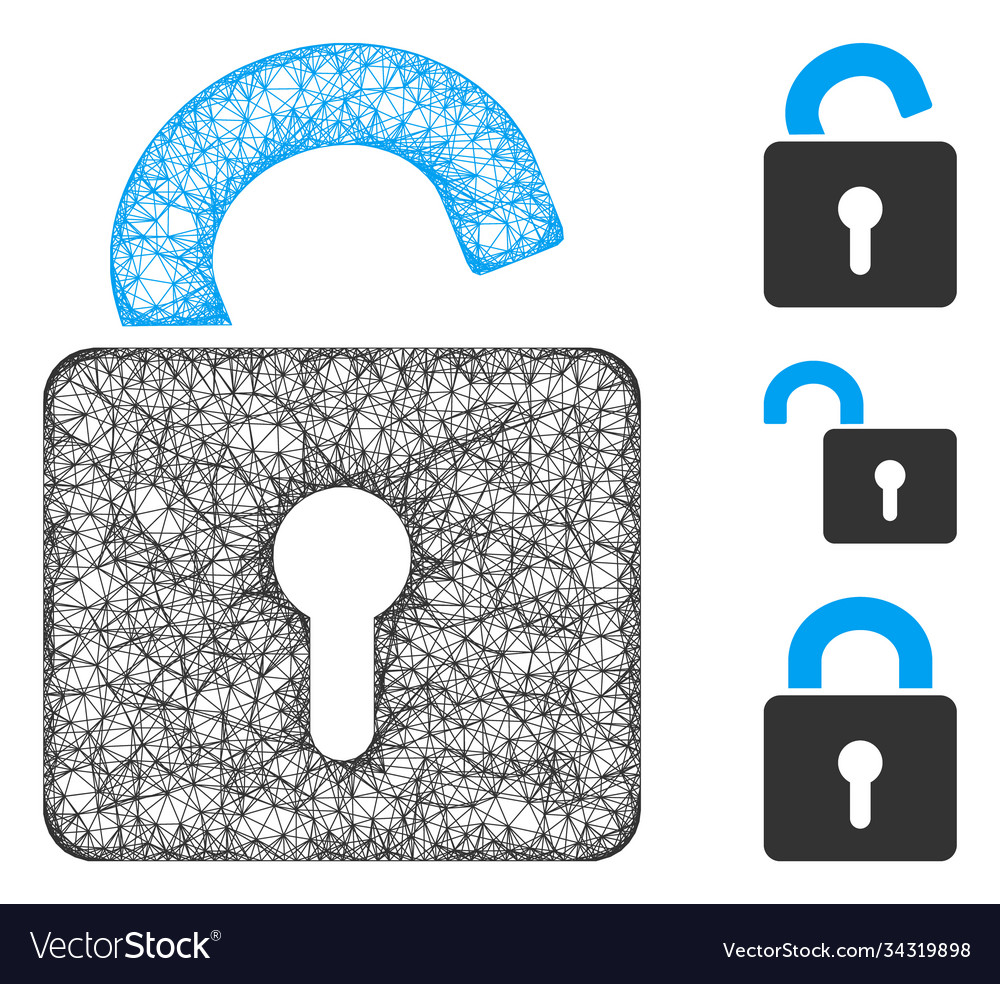 Open lock polygonal web mesh vector image Open lock polygonal web mesh