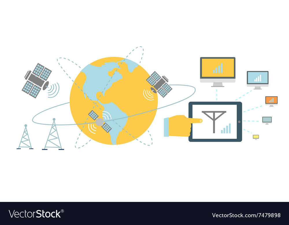 Satellite global network provider icon flat