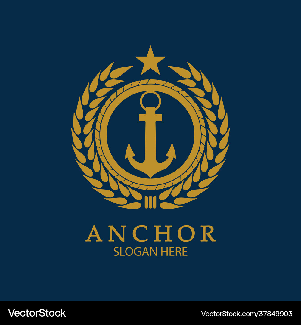 Anchor logo design symbol maritime icon Royalty Free Vector