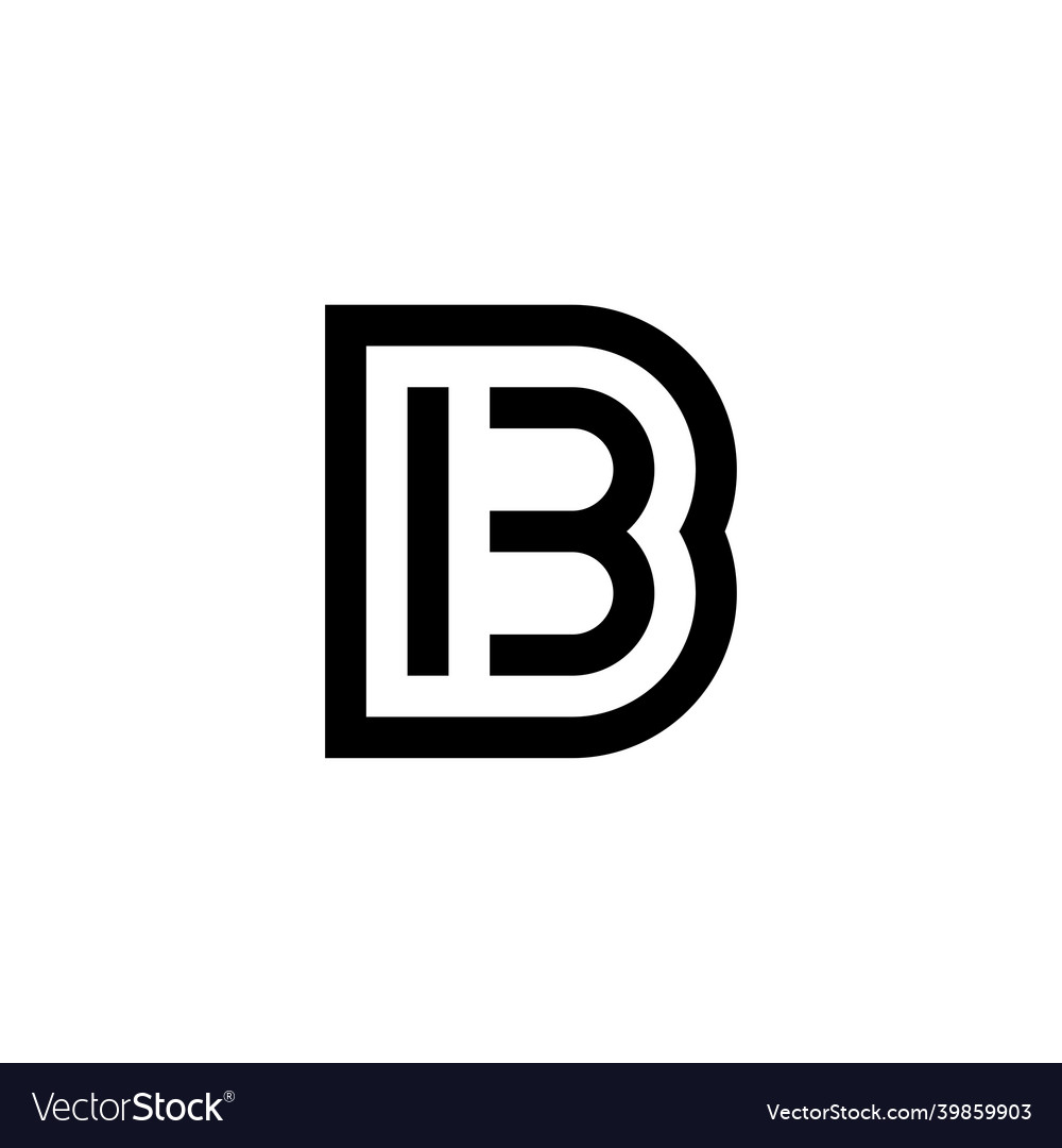 Black and white number 13 letter b ib icon Vector Image