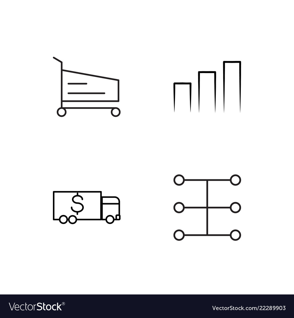 Business simple outlined icons set