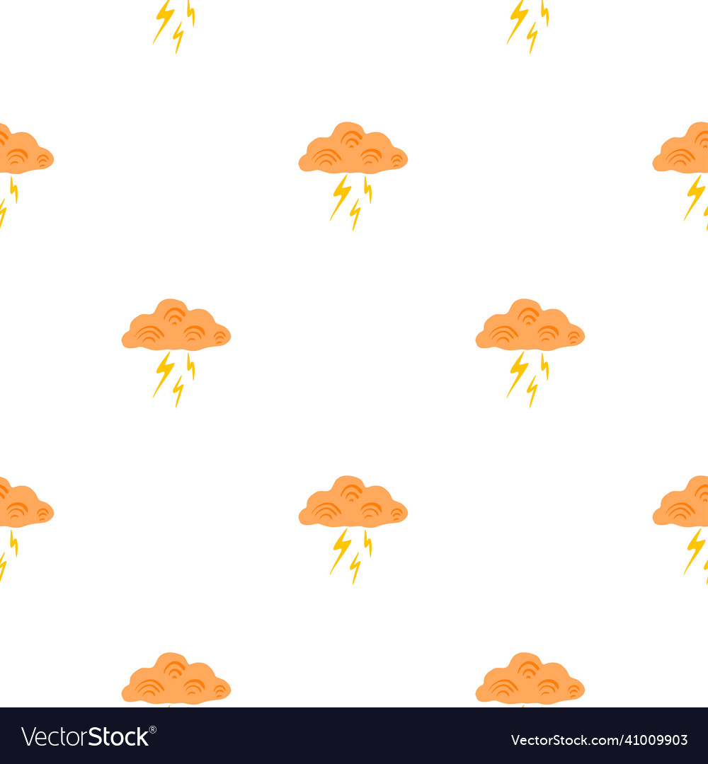 Clouds with lightning of seamless pattern cute