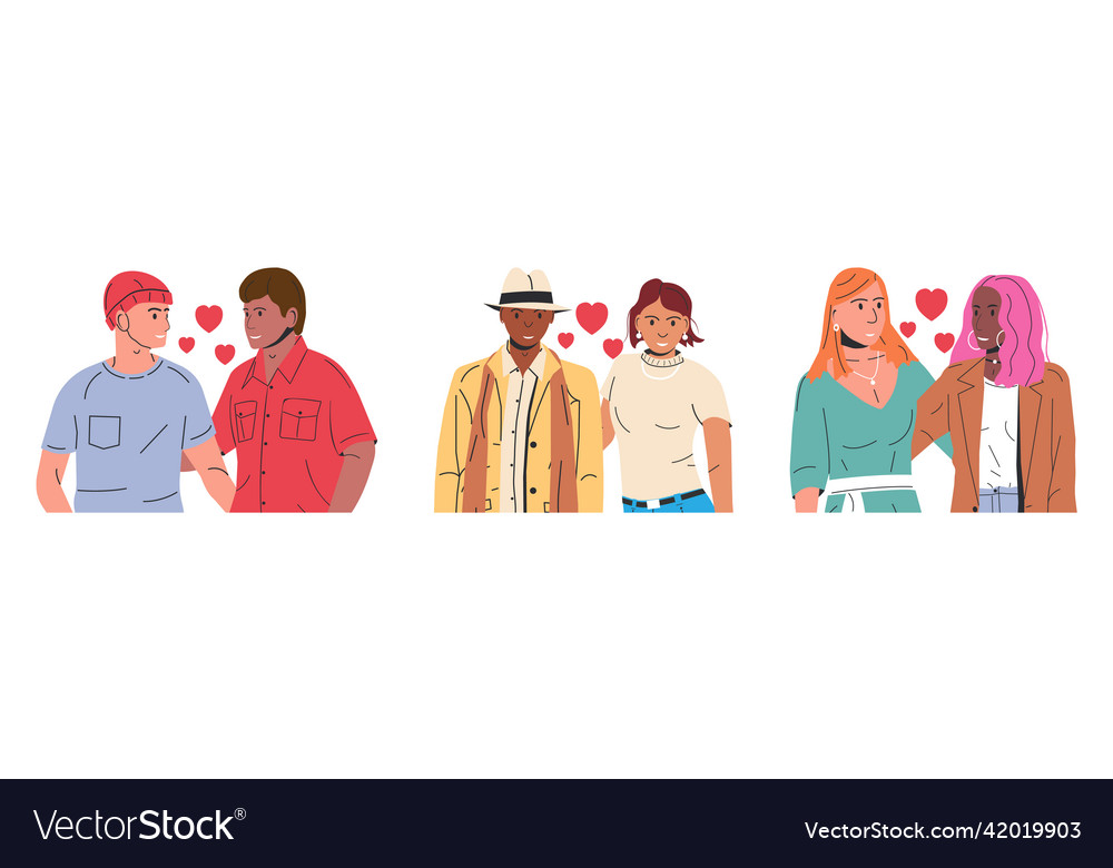 Collection of different types couples vector image Collection of different types couples