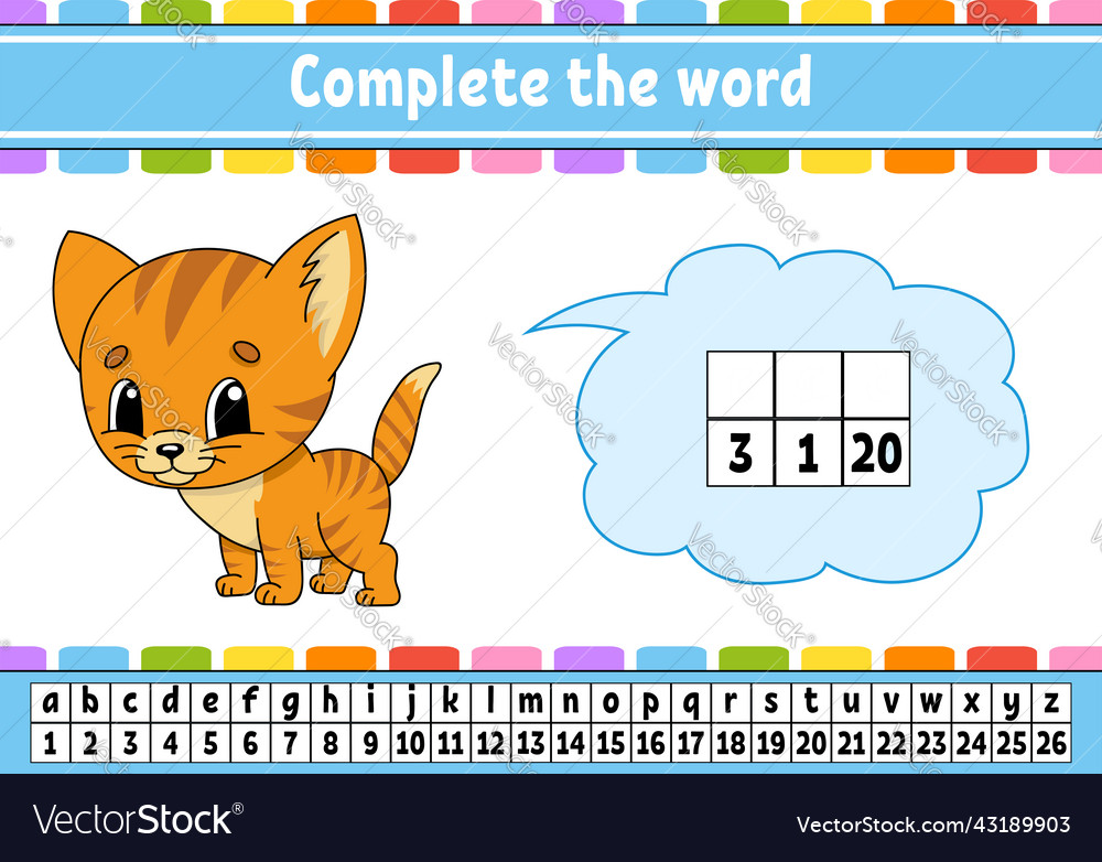 Complete the words cipher code learning vector image Complete the words cipher code learning