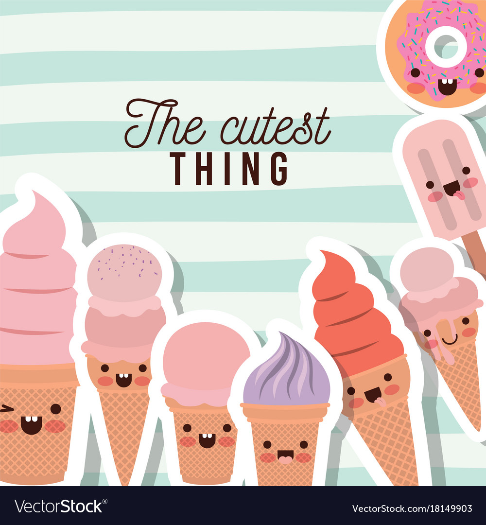 Cutest thing poster with animated ice creams Vector Image Cutest thing poster with animated ice creams Vector Image