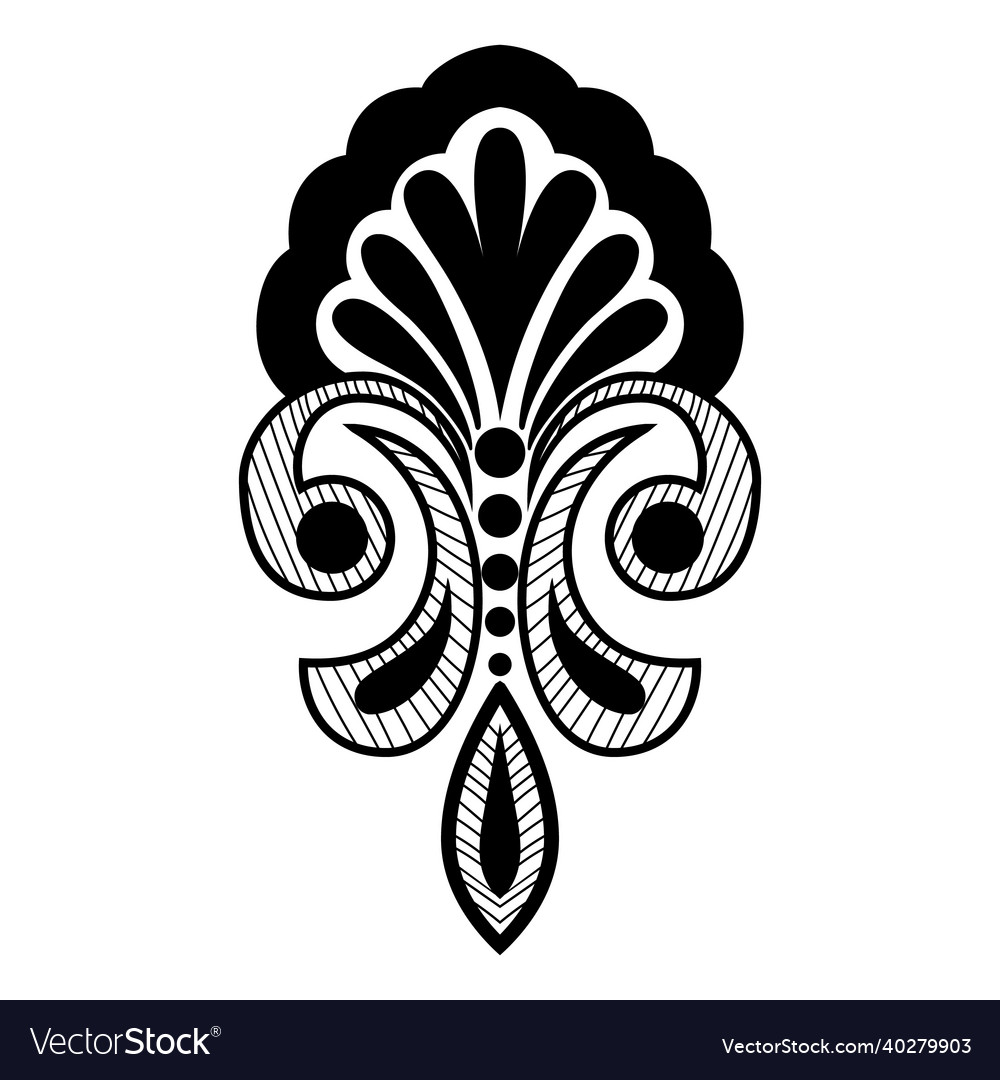 Damask central element isolated vector image Damask central element isolated