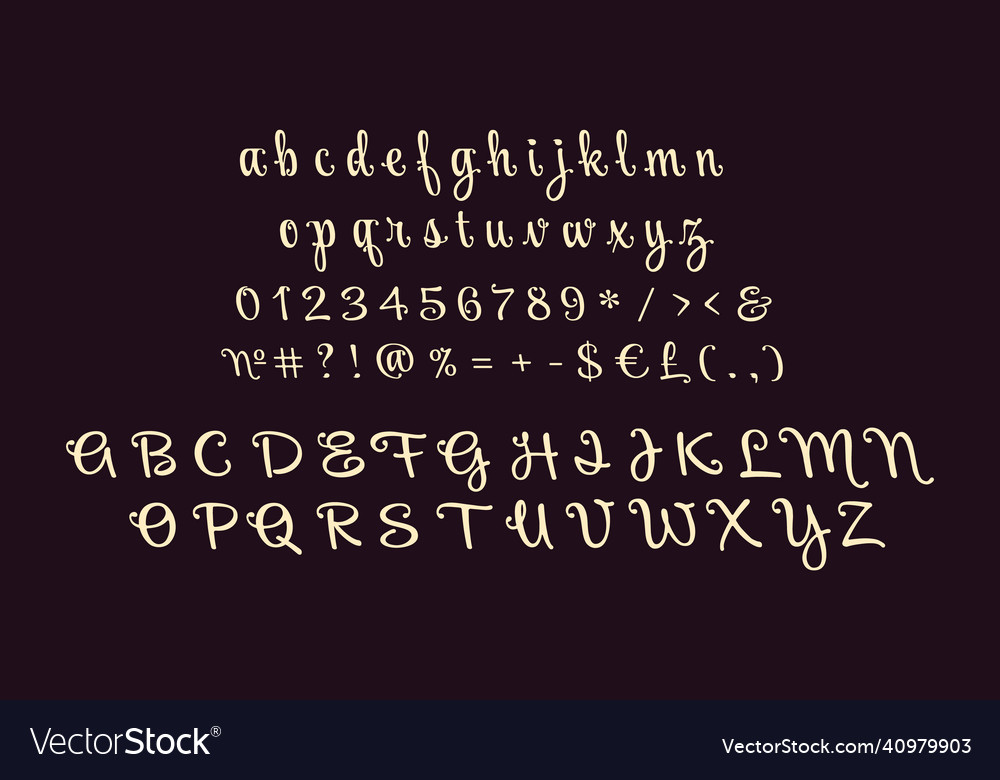 Dark script alphabet set vector image Dark script alphabet set