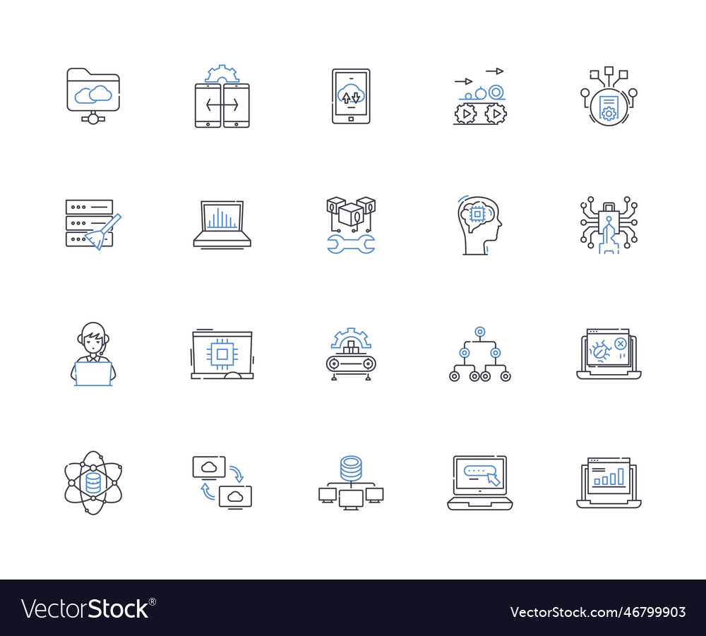 Digital symbols line icons collection code Vector Image Digital symbols line icons collection code