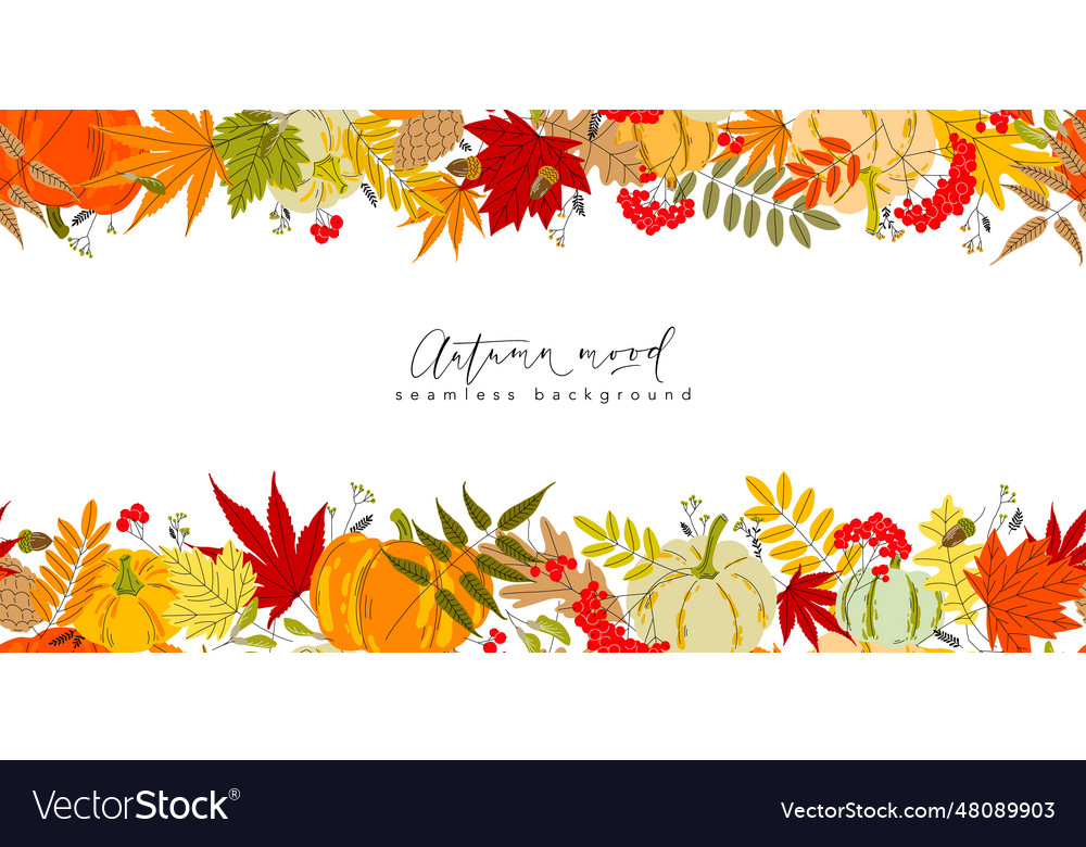 Falling autumn leaves berries seeds cone Vector Image